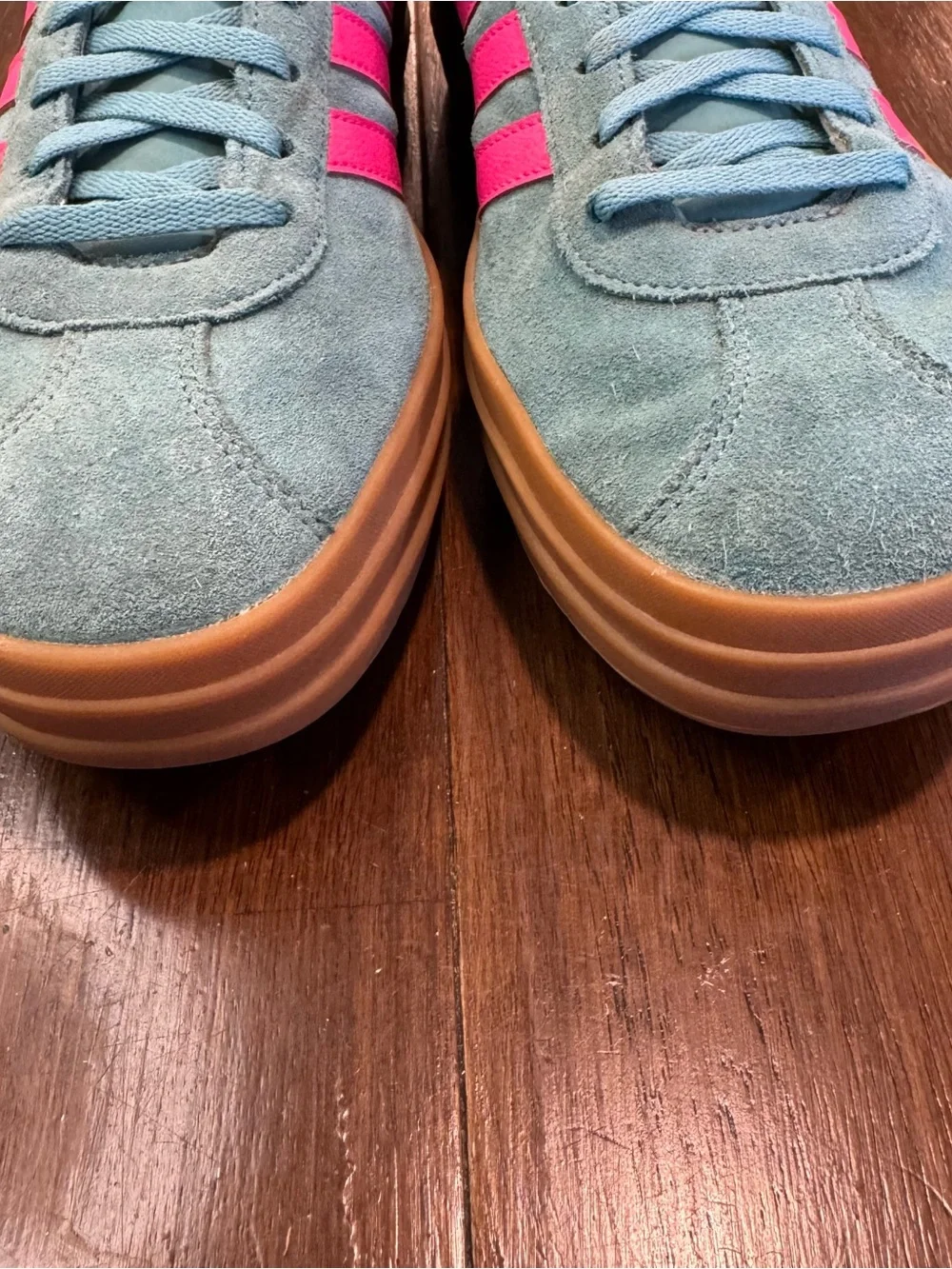 adidas VL Court Bold Sneaker Womens Size 11 Platform Shoe Green Pink Stripes